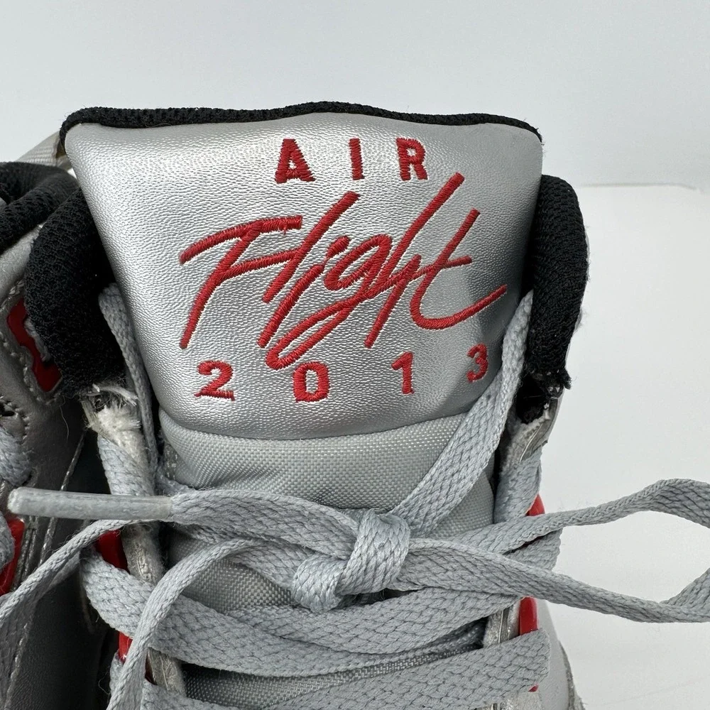 VTG  Nike Air Flight 2013 Silver Red High Top Sneakers Men's 10 Basketball Shoes